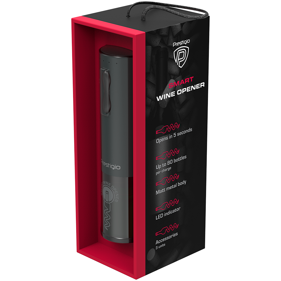 Bolsena, Electric wine opener with Prestigio Logo, aerator , vacuum preserver, Black color - Slika 6