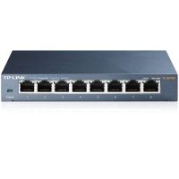Switch TP-Link TL-SG108, 8-port Metal Gigabit Switch, 5 10/100/1000M RJ45 ports, supports GMP Snooping IEEE 802.1p QoS Plug and Play metal case