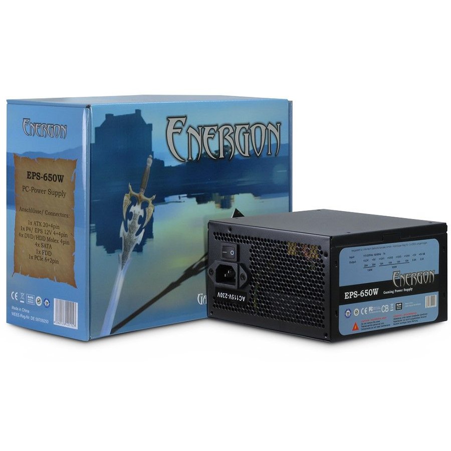 Power Supply Unit Inter-Tech Energon 650W PSU, quad rail (18A/18A/18A/18A), 120 mm silent fan with automatic thermal control (auto/manual), 1 x 6+2pin PCIE, 4 x SATA, 4 x Molex, 1 x Floppy, 1 x 4+4pin EPS12V, SCP/OCP/OVP, Active PFC - Slika 2