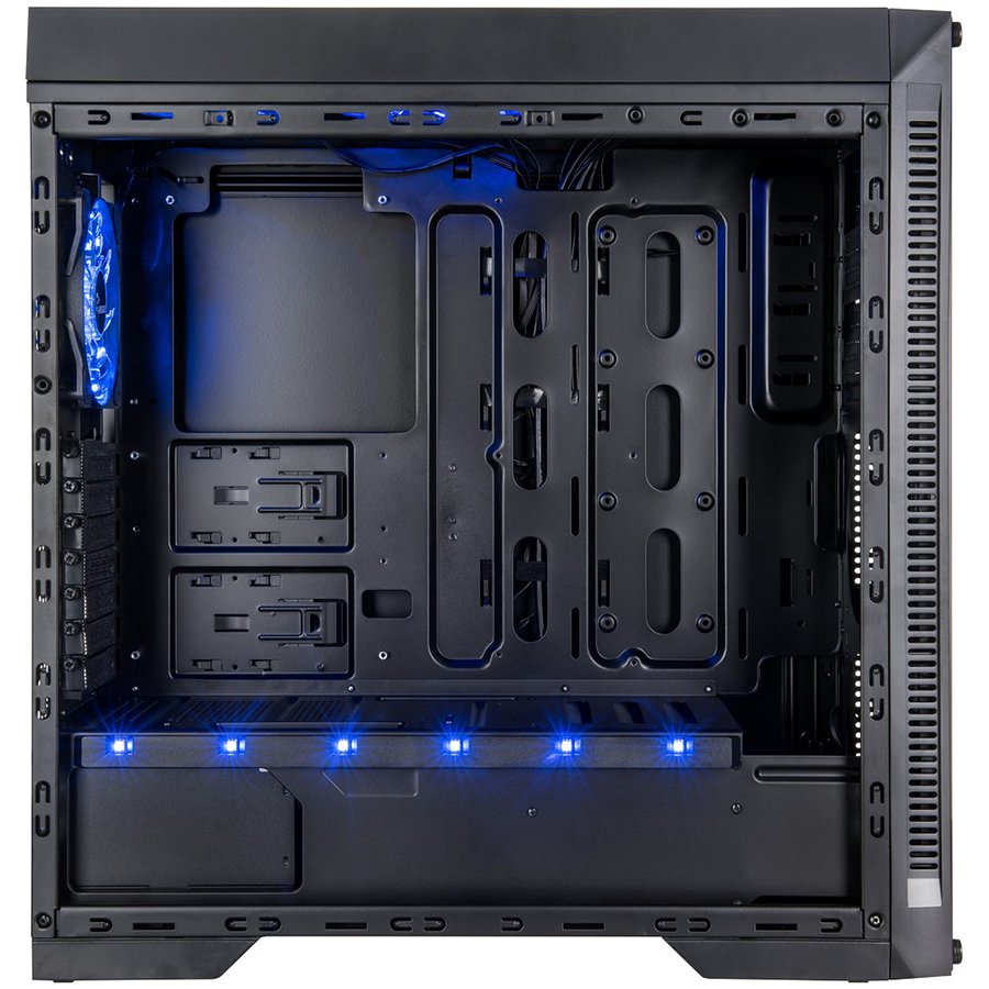Chassis INTER-TECH M-908 Gaming Midi Tower, eATX, 2xUSB3.0, 2xUSB2.0, audio, PSU optional, Window side panel, Tempered glass front with RGB Infinity-Mirror, 3x 120mm RGB fans, RGB LED strip, Dust filters, Black - Slika 2