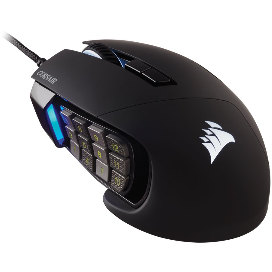 Corsair SCIMITAR RGB ELITE, MOBA/MMO Gaming Mouse, Black, Backlit RGB LED, 18000 DPI, Optical (EU version)