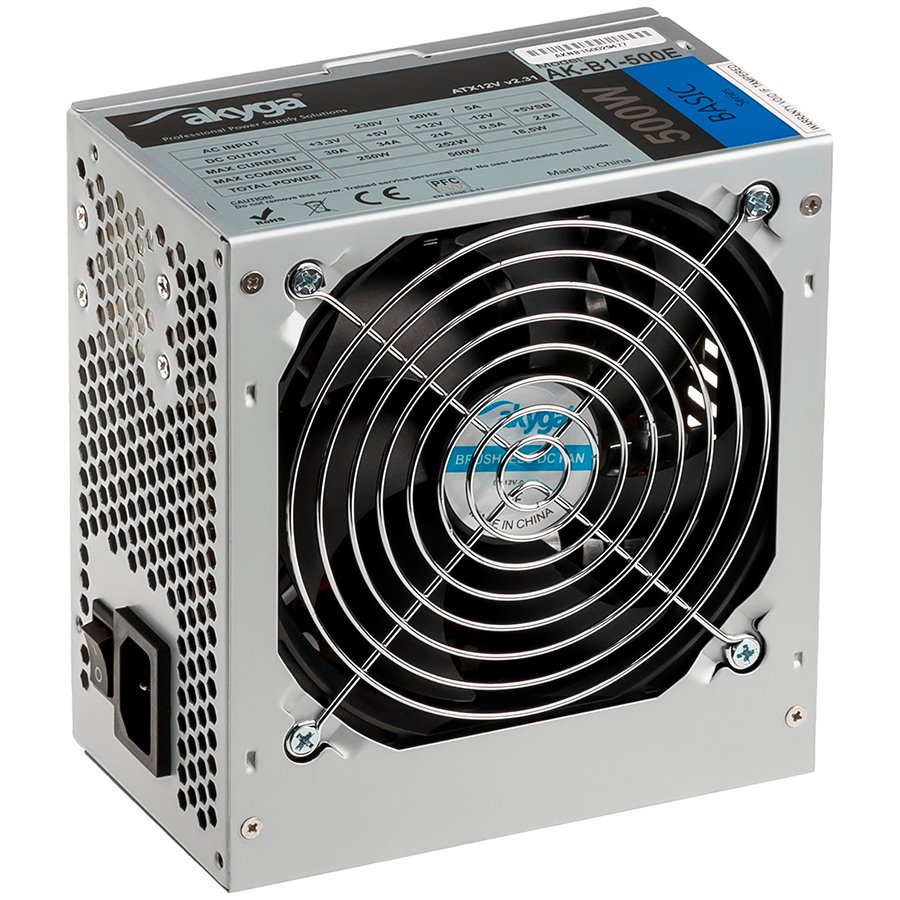 Power Supply AKYGA AK-B1-500E Basic 500W, DC 3.3/5/±12V, 1x120, w/o power cord
