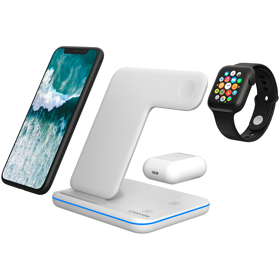 CANYON wireless charger WS-303 15W 3in1 White - Slika 6