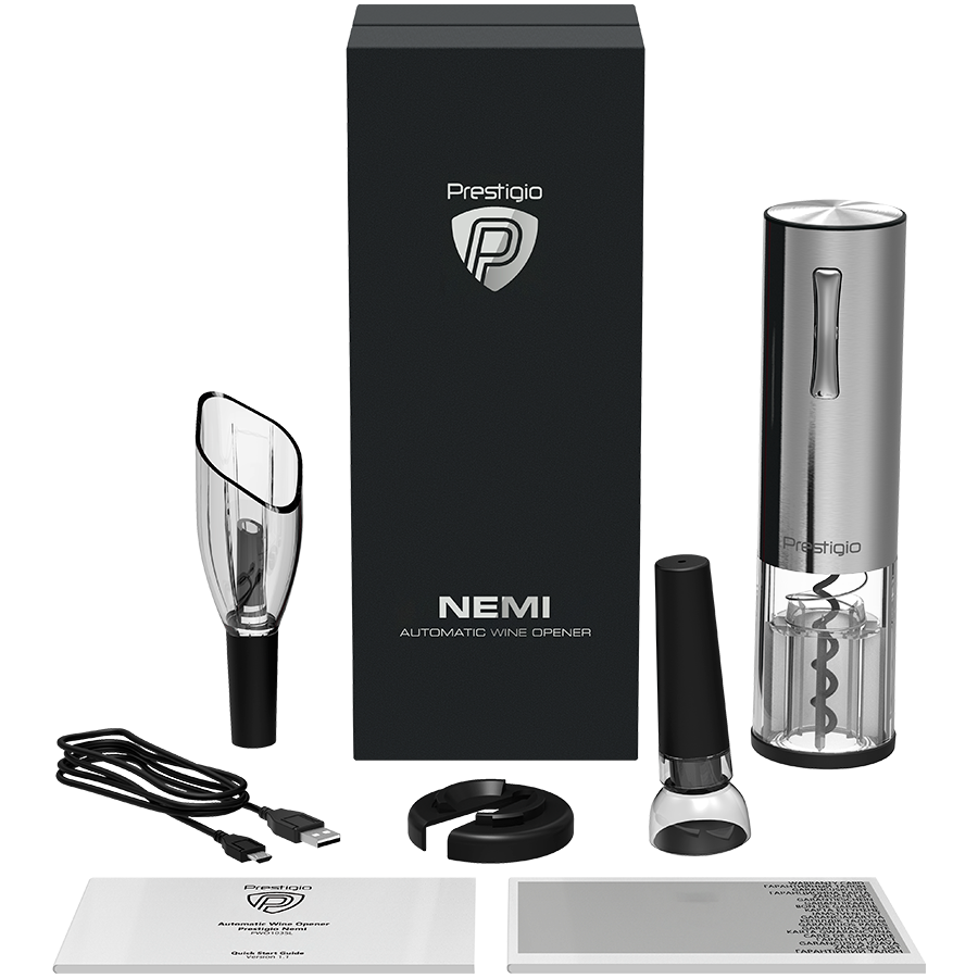 Nemi, Electric wine opener, aerator, vacuum preserver, Silver color - Slika 8