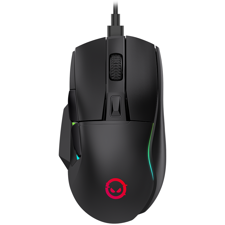 LORGAR gaming mice, Optical Gaming Mouse with 6 programmable buttons, Pixart ATG4090 sensor, DPI can be up to 8000, 30 million times key life, 1.8m PVC USB cable, Matt UV coating and RGB lights with 4 LED flowing mode, size:124.90*71.65*41.36mm, 115g