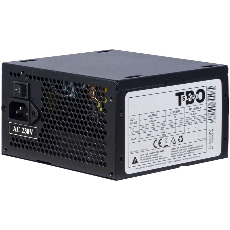 Power Supply INTER-TECH IT-SL500 AC 230V, 50/60Hz, DC 3.3/5/±12V, 500W, Retail, Passive PFC, 1x120, BLACK - Slika 2
