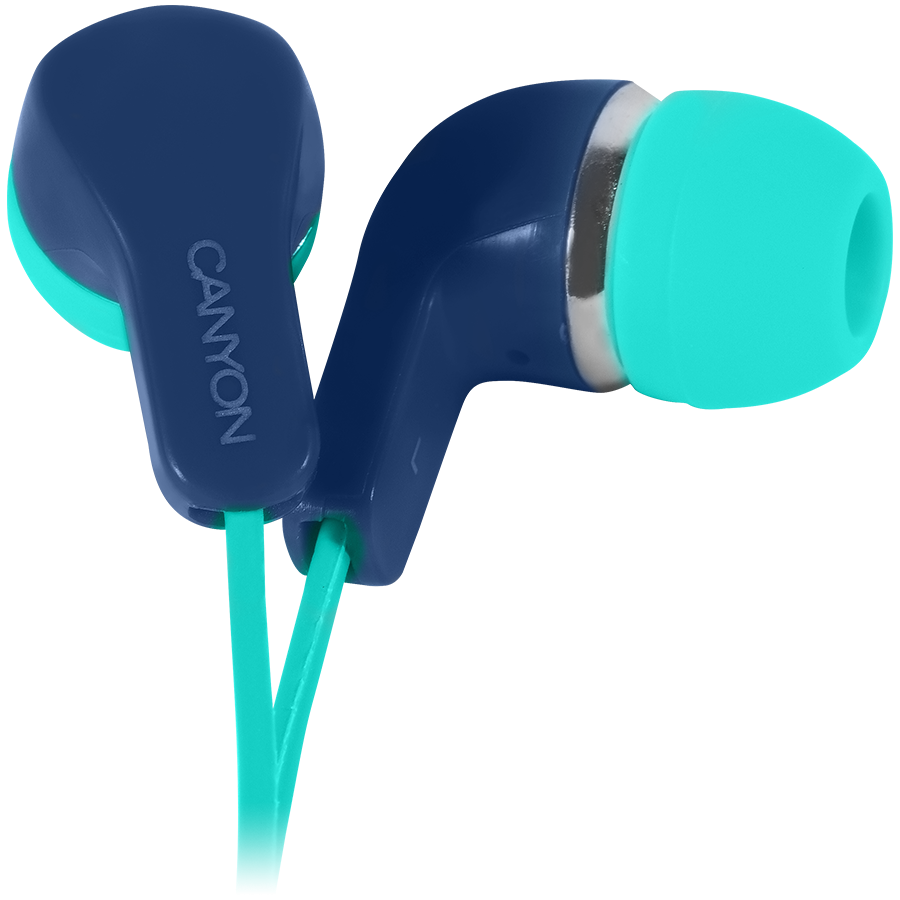 CANYON Stereo Earphones with inline microphone, Green+Blue