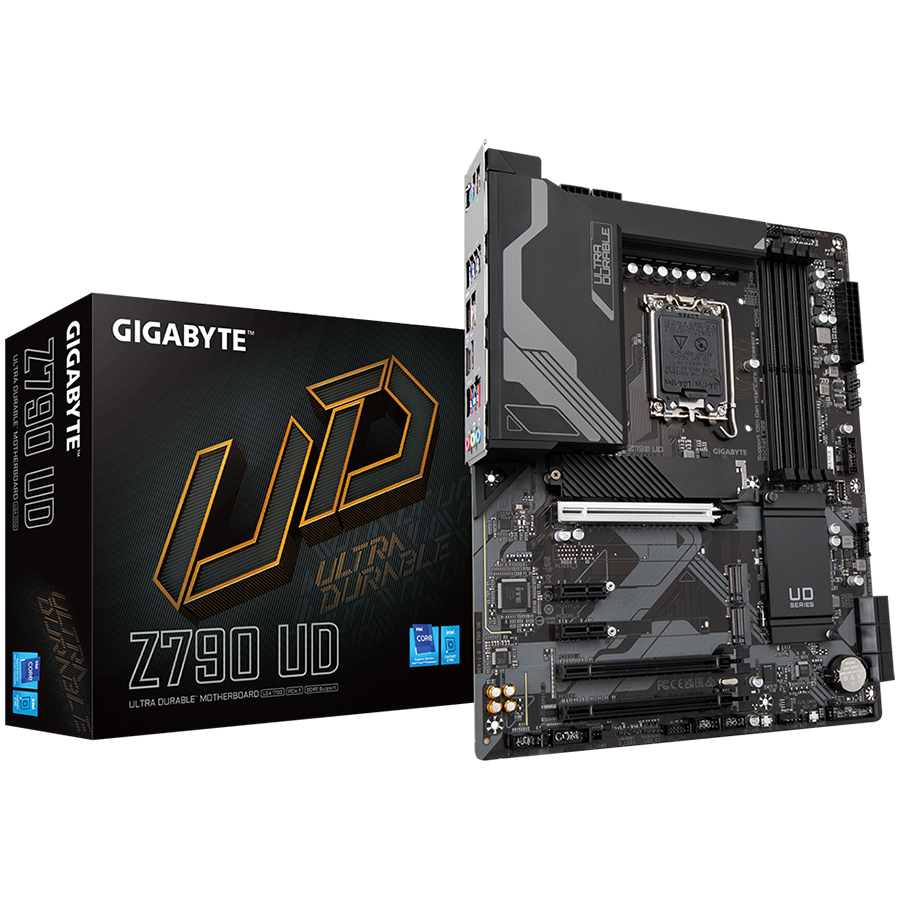 GIGABYTE Mainboard Desktop Z790 UD (LGA1700,4xDDR5,1xHDMI,1xDP,2.5GLAN,1xPCI-Ex x16 4.0,1xPCI-Ex x16 3.0,2xPCI-Ex x1 3.0,3xM.2,6xSATA3,1xUSB-C 3.2 Gen2x2,1xUSB-C 3.2 Gen1,1xUSB3.2 Gen2 Type-A,6 xUSB3.2 Gen1,8xUSB2.0/1.1) ATX