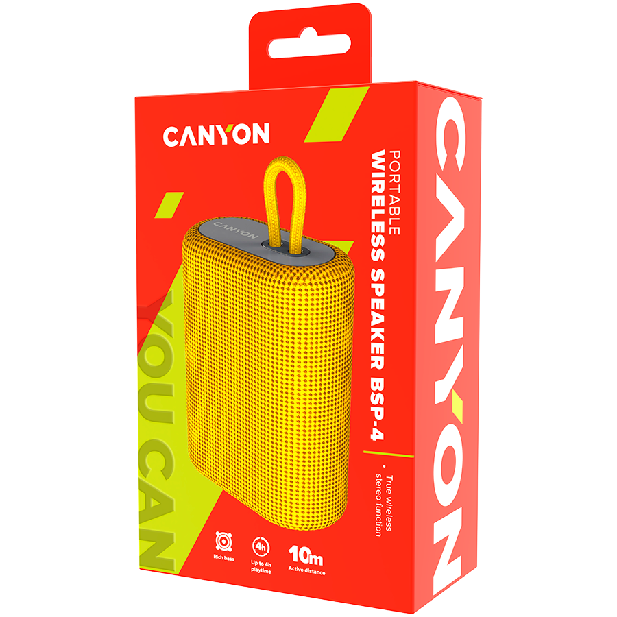 CANYON speaker BSP-4 5W Yellow - Slika 4