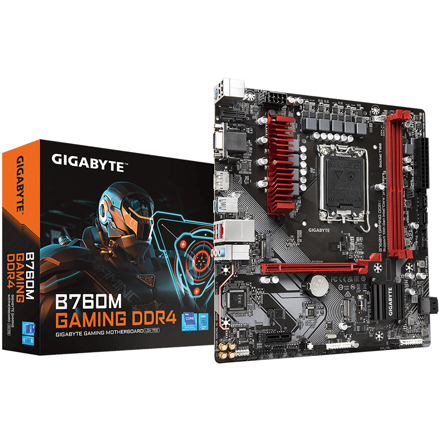 GIGABYTE Mainboard Desktop B760M GAMING DDR4 (LGA1700, 2xDDR4, 1xD-Sub, 1xHDMI, 1xDP, 2.5GLAN, 1x PCI Express x16 4.0, 1x PCI Express x1 3.0, 2xM.2, 4xSATA3, 1x USB Type-C, 5x USB 3.2 Gen1, 6x USB 2.0/1.1) mATX