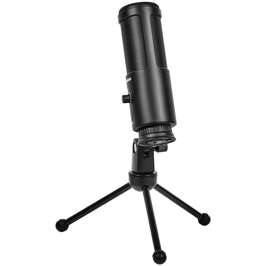 LORGAR Voicer 521, Gaming Microphone, Black, USB condenser mic with Volume Knob, 3.5MM headphonejack, mute button and led indicator, package including 1x F5 Microphone, 1 x 2M type-C USB Cable, 1 xTripod Stand - Slika 2