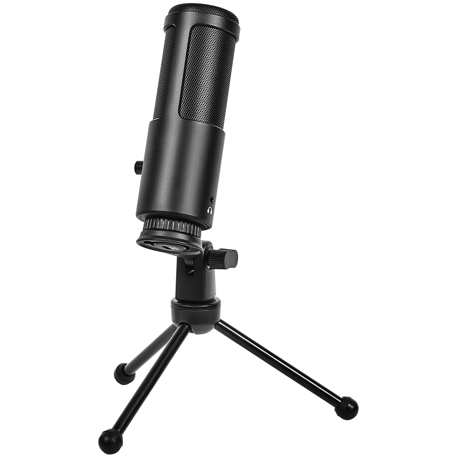 LORGAR Voicer 521, Gaming Microphone, Black, USB condenser mic with Volume Knob, 3.5MM headphonejack, mute button and led indicator, package including 1x F5 Microphone, 1 x 2M type-C USB Cable, 1 xTripod Stand - Slika 3