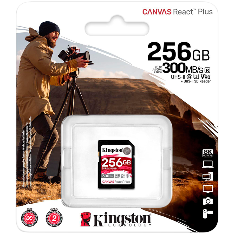 Kingston 256GB Canvas React Plus SDXC UHS-II 300R/260W U3 V90 for Full HD/4K/8K - Slika 3