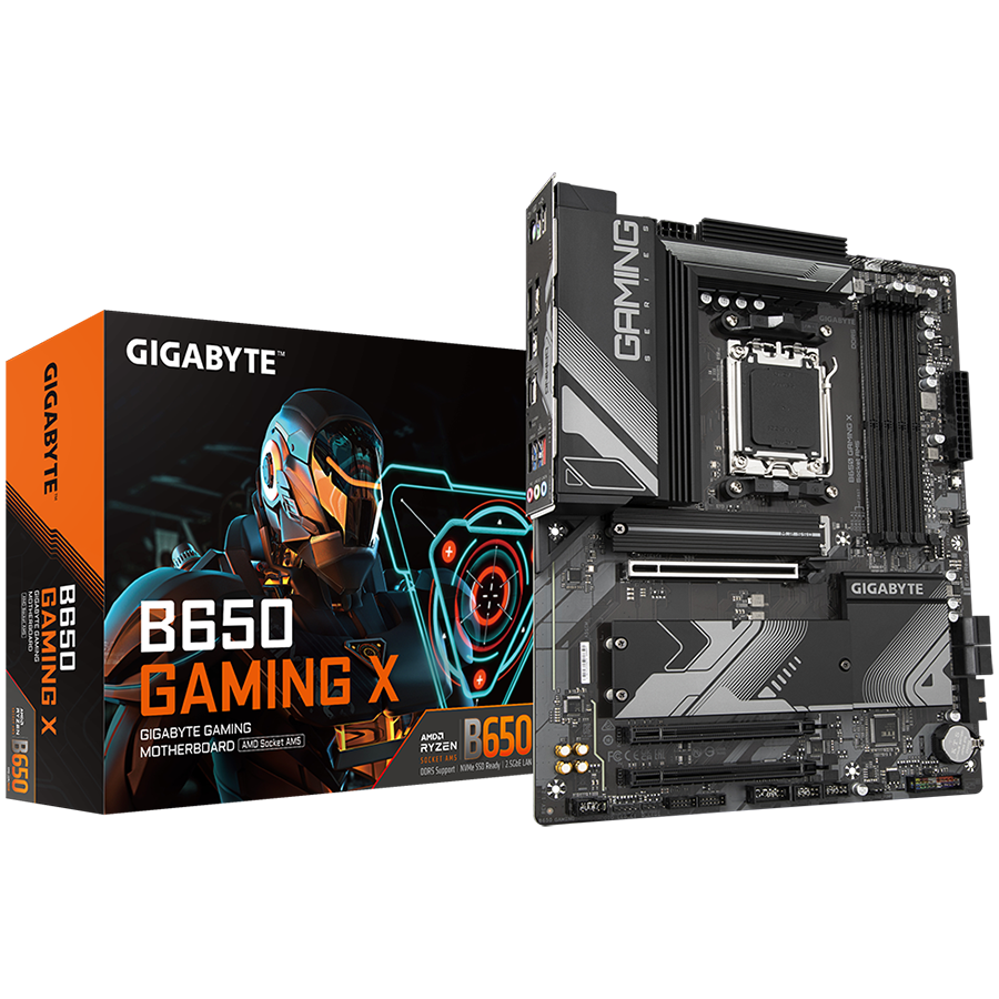 GIGABYTE Mainboard Desktop B650 GAMING X (AM5, 4xDDR5 128, 1x PCI-E 4.0 x16x16, 2x PCI-E 3.0 x16x1, 4x SATA, 3x M.2 PCIe 4.0, 3x USB Gen1, 1x USB Gen2, 3x USB 2.0, 1x USB 3.2 Gen 2 Type-C, 1xHDMI, 1xDP, 2.5GbE LAN, ATX, Retail)