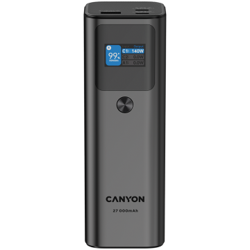 CANYON power bank PB-2010 TFT 27000 mAh 97.2Wh PD140W QC 3.0 Tamno sivi