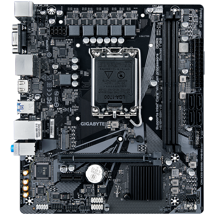 GIGABYTE MB H610M S2H V2 (LGA 1700, 2x DDR5 up to 64GB, 1x PCI-E x16x16, 1x PCI-Ex1, 4x SATA, 1x M.2, 4x USB 3.2 Gen1, 4x USB 2.0/1.1, internal 4x USB 2.0/1.1, 1x HDMI 2.0, 1x DP, Realtek GbE LAN 1Gbps/100Mbps, mATX, Retail) - Slika 2