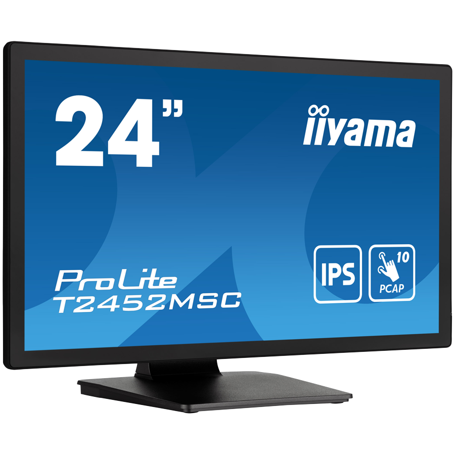 IIYAMA Monitor LED PROLITE T2452MSC-B1 24” PCAP multi-touch edge-to-edge glass and anti fingerprint coating IPS Full HD 400 cd/m² HDMI DP Speakers - Slika 2