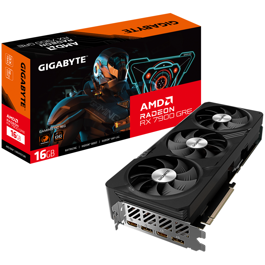 GIGABYTE Video Card AMD Radeon RX 7900 GRE GAMING OC 16G, GDDR6 16GB/256bit, PCI-E 4.0 x16, 2xHDMI, 2xDP, 2x8pin, WINDFORCE 3X, 700W PSU, Retail