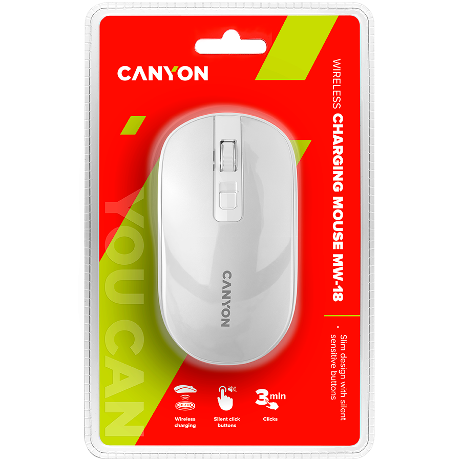 CANYON mouse MW-18 Wireless Charge Pearl White - Slika 5