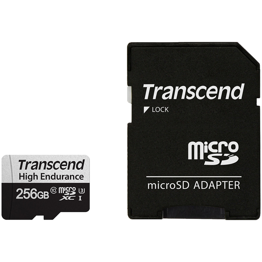 Transcend 256GB microSD w/ adapter U1/ U3 , High Endurance, 100/45