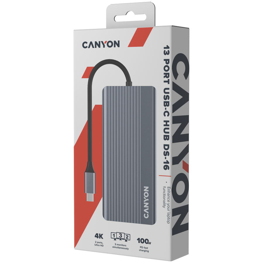 CANYON hub DS-16 13in1 4k USB-C Grey - Slika 7
