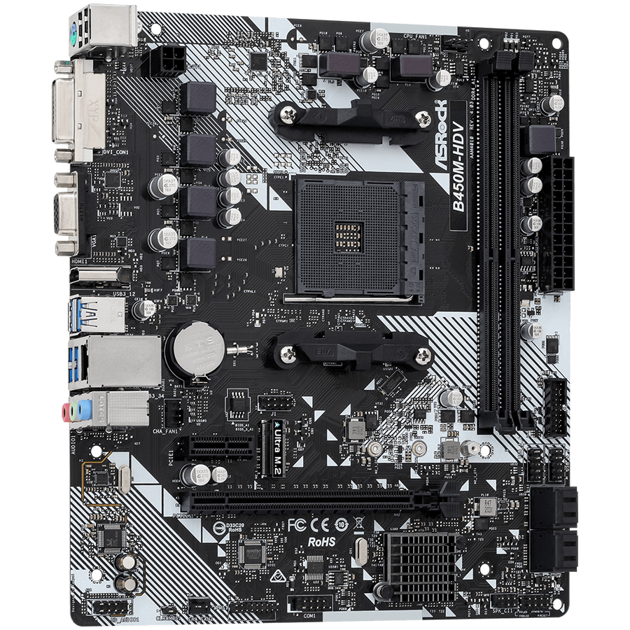 ASROCK MB B450 AM4 2 x DDR4 DIMM 4 x SATA3 1 x Ultra M.2 1 x D-Sub 1 x DVI-D 1 x HDMI Micro ATX - Slika 2