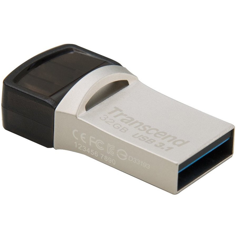 Transcend 32GB JetFlash 890, Silver Plating, Type-C & Type-A