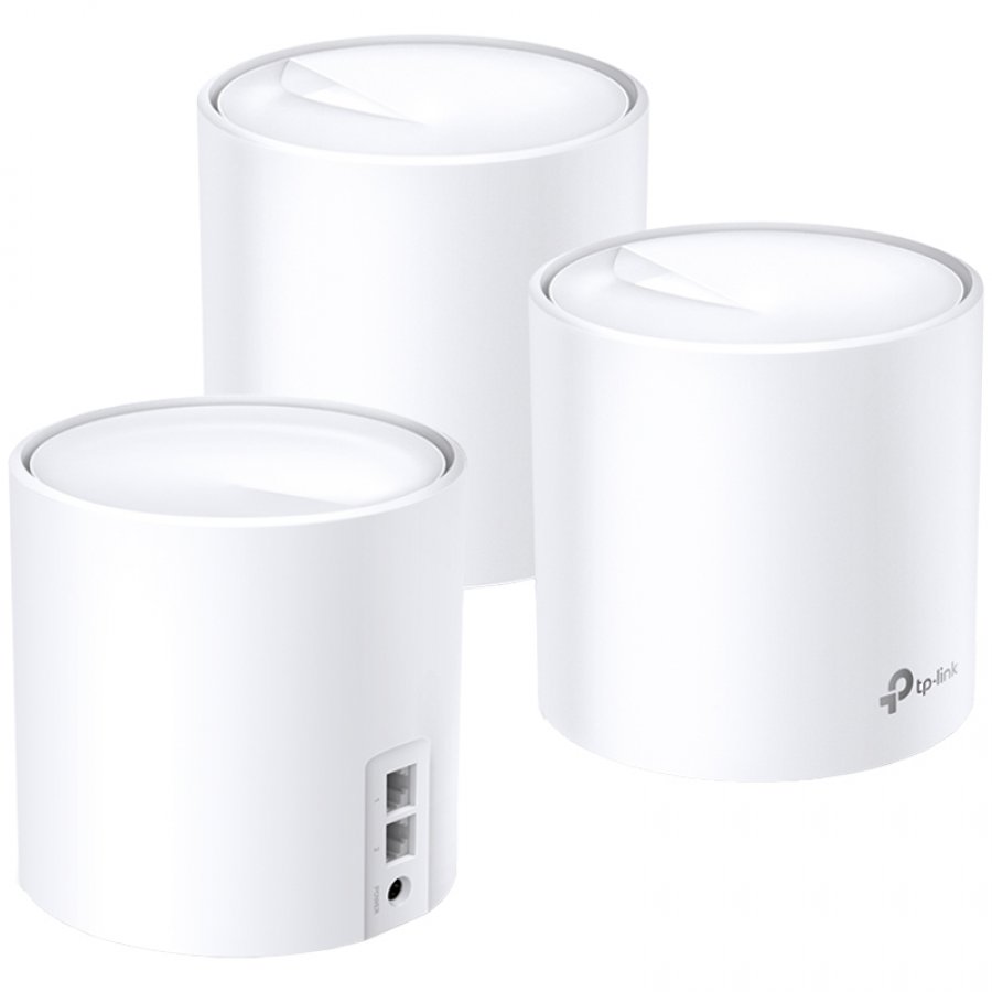 AX5400 Whole Home Mesh Wi-Fi 6 System SPEED: 574 Mbps at 2.4 GHz + 2402 Mbps at 5 GHz SPEC: 4× Internal Antennas, 2× Gigabit Ports (WAN/LAN auto-sensing), 4 Streams for 5 GHz FEATURE: Deco App, Router/AP Mode, IPv6, IPTV
