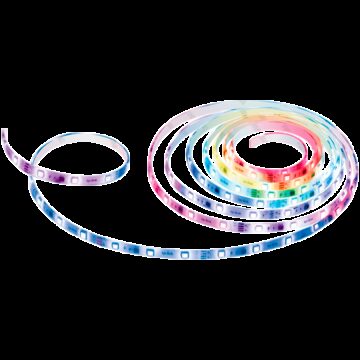 Smart Light Strip, MulticolorSPEC: 2.4 GHz Wi-Fi, 802.11b/g/n, one 16.4 ft/5m RGB+IC LED light strip, 12V/1.5A power adapter, PU Coating WaterproofFEATURE: Tapo Smart app, no hub required, works with Alexa, Google Assistant, remote control, predef