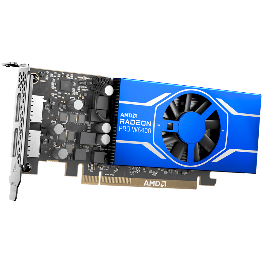 AMD GPU Radeon PRO W6400 4GB GDDR6 64bit, 7.07TFLOPS FP16, 128 GBps, PCI-E 4.0 x 4, 2x DP, Active cooling, half height, LP bracket incl.,