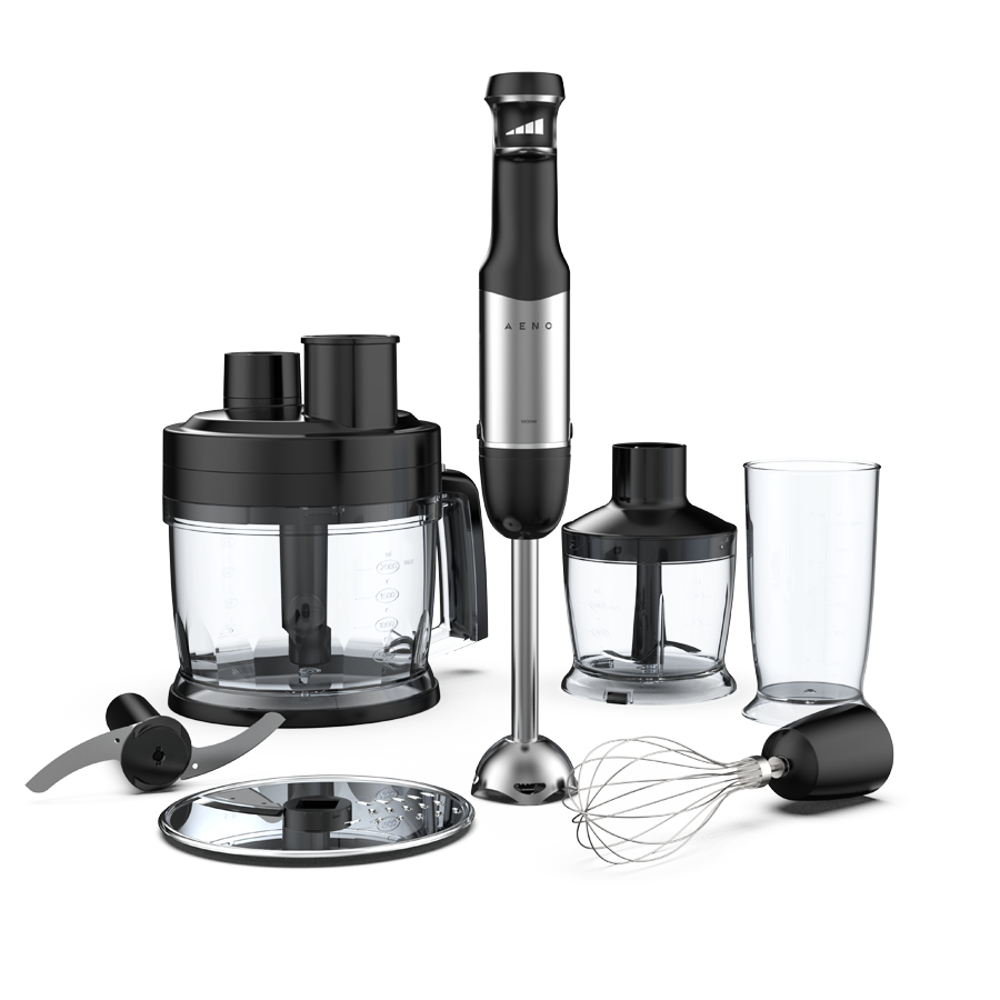 AENO Hand Blender HB3: 1000W, Smooth speed control, 0.5L Chopper, 2L Food processor, Whisk, 0,6L Measuring jar