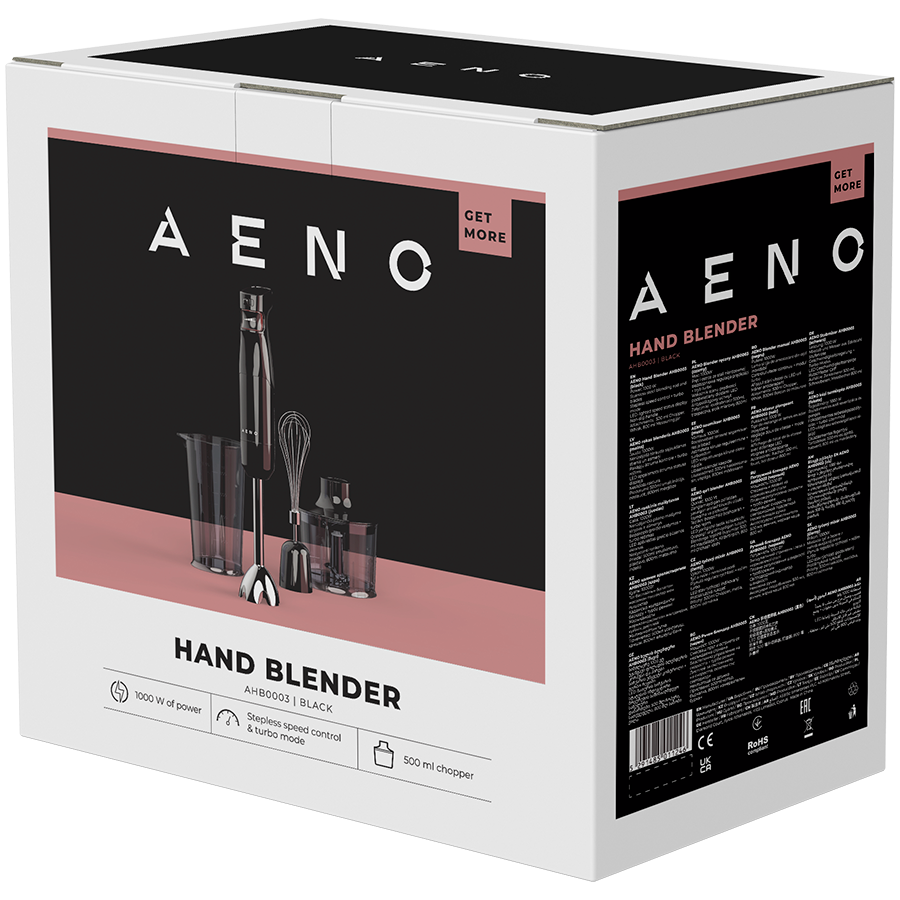 AENO Hand Blender HB3: 1000W, Smooth speed control, 0.5L Chopper, 2L Food processor, Whisk, 0,6L Measuring jar - Slika 12