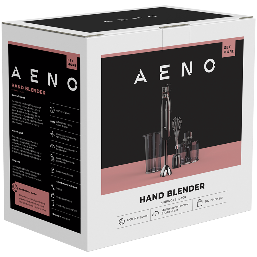 AENO Hand Blender HB3: 1000W, Smooth speed control, 0.5L Chopper, 2L Food processor, Whisk, 0,6L Measuring jar - Slika 13