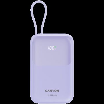 CANYON power bank OnPower 101 built-in cable 10000 mAh PD22.5W Ljubičasti