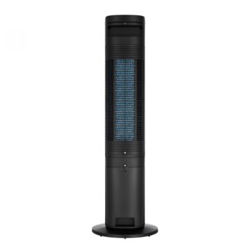 Cooling tower fan, 45W, Ion purifying, 2 ice-box, 4l water tank,  3 wind modes: Normal/Sleep/Eco, 3 speeds,  Air flow 300m3/h, 7h timer, Auto swing blades 60, Remote control, Power off memory, black color, 1000x310x310 mm
