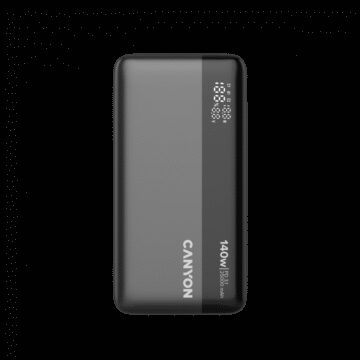 CANYON Power Bank PB-240, 25000mAh PD140W display power bank,Size160.0x82x27 mm Weight 508+-10g, Dark Grey