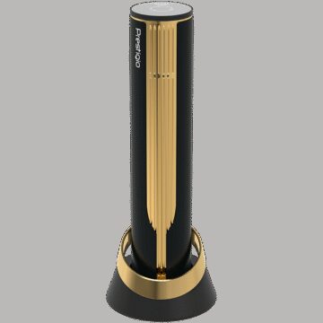 Prestigio Maggiore, smart wine opener, 100% automatic, opens up to 70 bottles without recharging, foil cutter included, premium design, 480mAh battery, Dimensions D 48*H228mm, black + gold color.