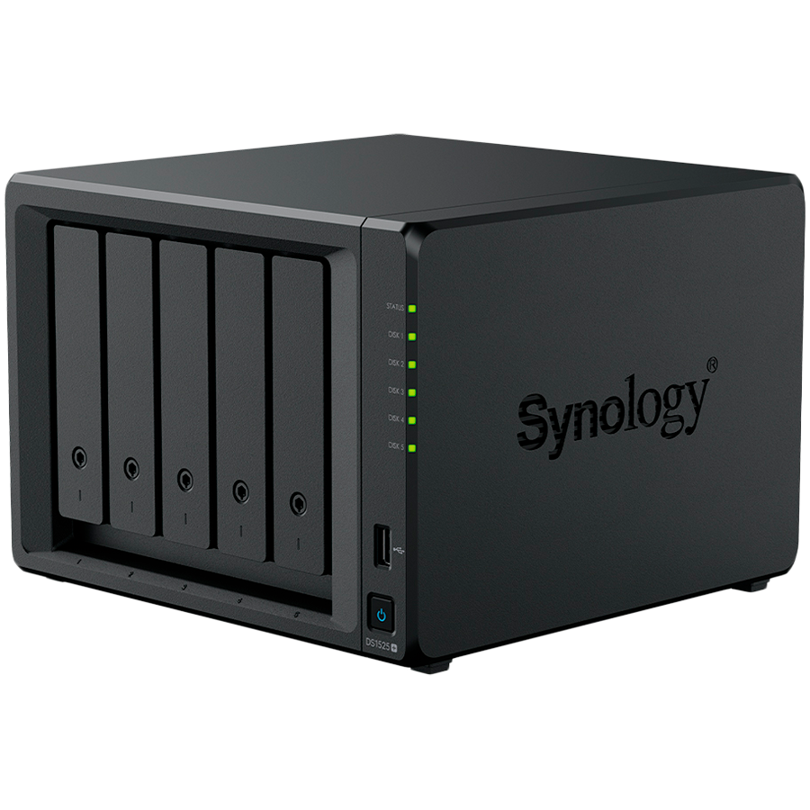 Synology DiskStation DS1525+ Tower, 5-Bays 3.5'' SATA HDD/SSD, 2 x M.2 2280 NVMe SSD slot, CPU AMD Ryzen V1500B 4-core 2.2 GHz, 8 GB DDR4 ECC SODIMM, 2x RJ-45 2.5 GbE LAN Port; 2x USB 3.2; 1 xUSB Type-C expansion port; 2.67 kg; 3yr warranty - Slika 2