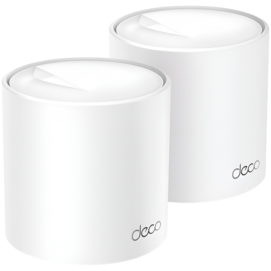 AX3000 Whole Home Mesh Wi-Fi 6 System, 2 unitsSPEED: 574 Mbps at 2.4 GHz + 2402 Mbps at 5 GHzSPEC: 2Г— Internal Antennas, 3Г— Gigabit Ports (WAN/LAN auto-sensing), 2 Streams and HE160 for 5GHzFEATURE: Deco App, Router/AP Mode, IPv6, IPTV, HomeShiel