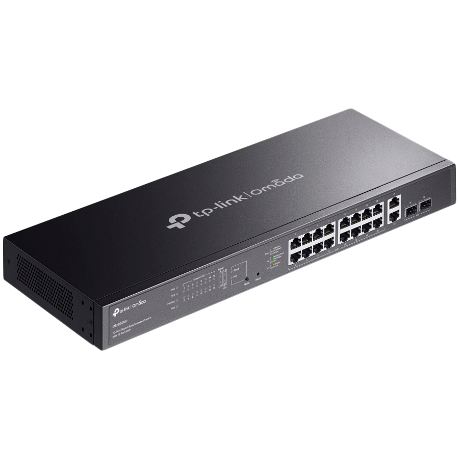 TP-Link ES220GMP Omada 20-Port Gigabit Easy Managed Switch 16 x Gigabit PoE+ Ports, 2 x Gigabit Non-PoE Ports, 2 x Gigabit SFP Ports, 250W PoE Power, Rack-mountable, Omada App, Flow Control, Loopback Detection,Port Isolation,Port Mirroring,LAG,VLAN - Slika 2