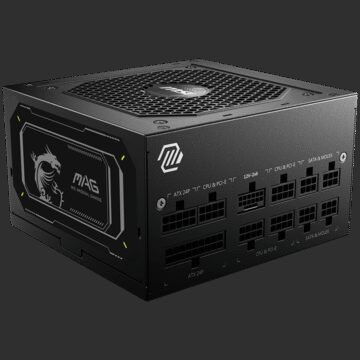 MSI PSU MAG A750GL PCIE5 II, 750W 80Plus Gold, 120mm Fan Active PFC, Fully Modular, 12VHPWR, ATX 3.1, PCIe 5.1, OVP, OCP, OTP, OPP, SCP, UVP, 100-240Vac, 47Hz-63Hz Input Frequency, ATX, 7Y, Black