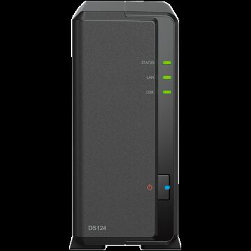 Synology DiskStation DS124 1-Bay NAS, CPU 4-core 1.7 GHz, 1 GB DDR4, 1 x 1Gbe LAN, 2 x USB 3.2