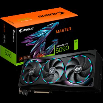 GIGABYTE Video Card NVIDIA AORUS GeForce RTX 5090 MASTER 32G (32GB GDDR7/512bit, PCI-E 5.0, Recommended PSU 1000W, 16Pin Power connector, 3x DP, 1x HDMI) Black