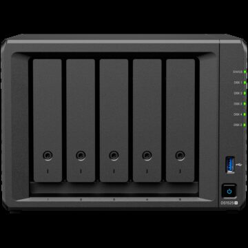 Synology DiskStation DS1525+ Tower, 5-Bays 3.5'' SATA HDD/SSD, 2 x M.2 2280 NVMe SSD slot, CPU AMD Ryzen V1500B 4-core 2.2 GHz, 8 GB DDR4 ECC SODIMM, 2x RJ-45 2.5 GbE LAN Port; 2x USB 3.2; 1 xUSB Type-C expansion port; 2.67 kg; 3yr warranty
