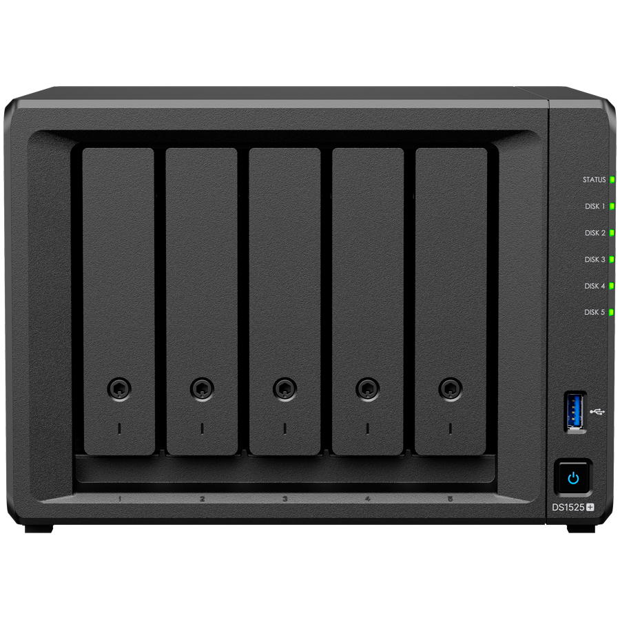 Synology DiskStation DS1525+ Tower, 5-Bays 3.5'' SATA HDD/SSD, 2 x M.2 2280 NVMe SSD slot, CPU AMD Ryzen V1500B 4-core 2.2 GHz, 8 GB DDR4 ECC SODIMM, 2x RJ-45 2.5 GbE LAN Port; 2x USB 3.2; 1 xUSB Type-C expansion port; 2.67 kg; 3yr warranty - Slika 7