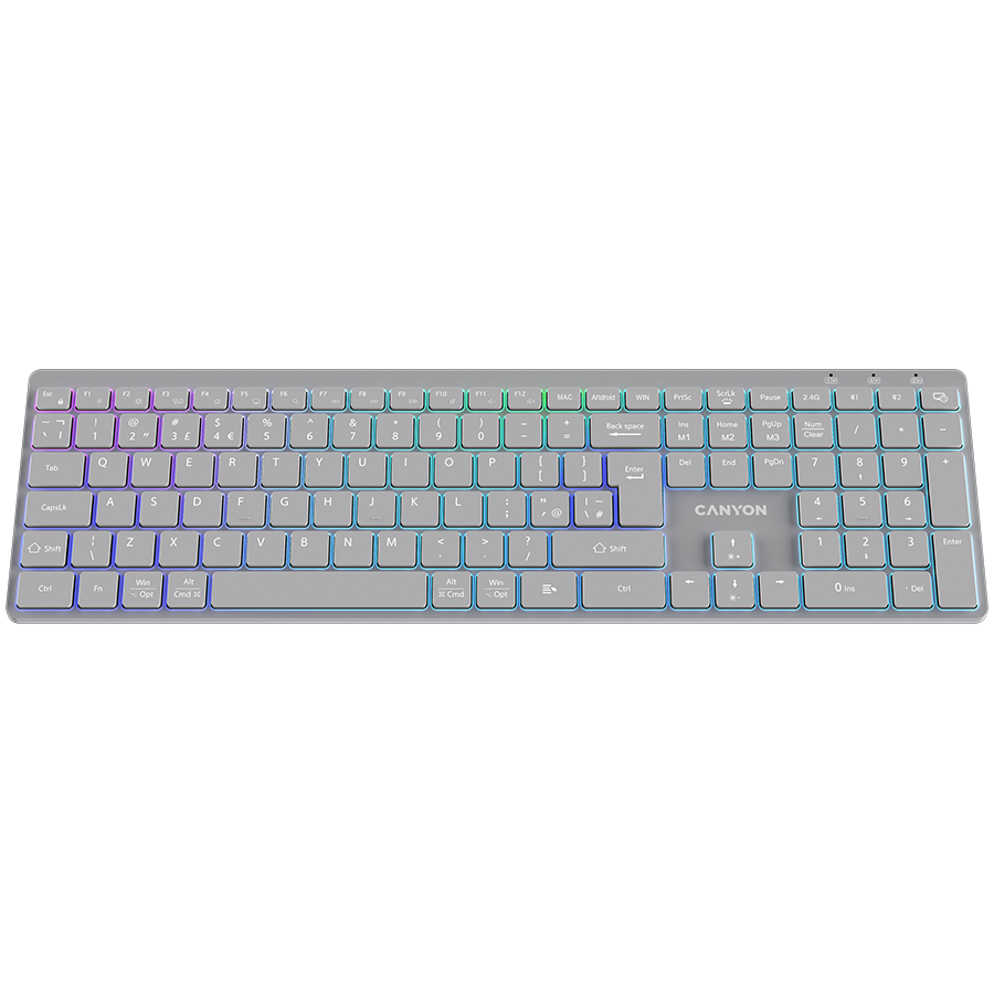 CANYON keyboard HKB-W11 UK/US RGB Dual Mode Wireless Grey - Slika 2