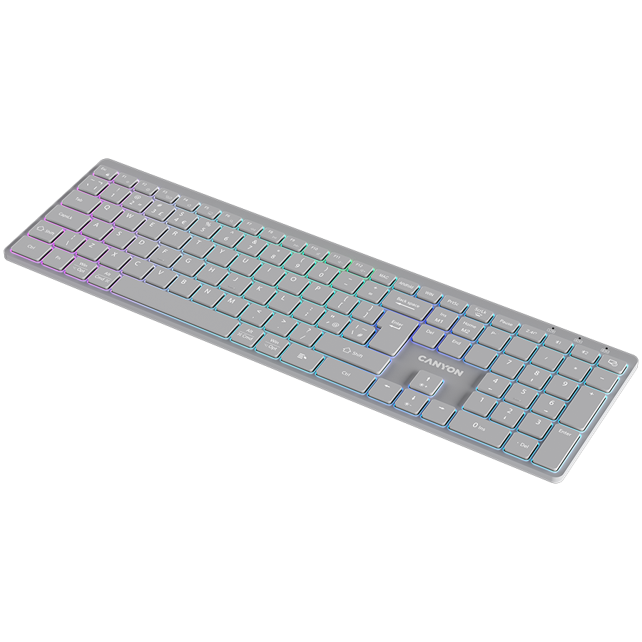 CANYON keyboard HKB-W11 UK/US RGB Dual Mode Wireless Grey - Slika 4