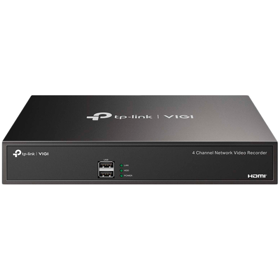 4 Channel Network Video Recorder H.265+/H.265/H.264+/H.264, Up to 8MP resolution, Decoding capability/8-ch @2MP, 80 Mbps Incoming Bandwidth(up to 4 channels), 1× SATA Interface(up to 10 TB), 1× 100Mbps Ports, 2× USB 2.0, 12V DC 1.5 A,