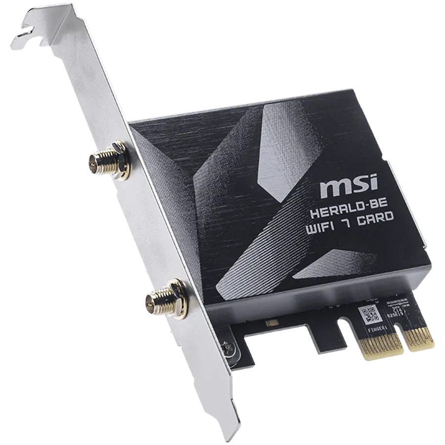 MSI HERALD BE9400 WiFi 7 PCIe Card, 2.4GHz, 5GHz, 6GHz, BT 5.4, WPA-PSK, WPA2-PSK / Enterprise, WPA3-Personal / Enterprise, 2x High-Gain Tri-Band Antennas - Slika 2