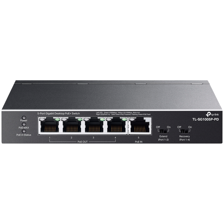 TP-LINK 5-Port Gigabit Desktop Switch with 1-Port PoE++ In and 4-Port ...